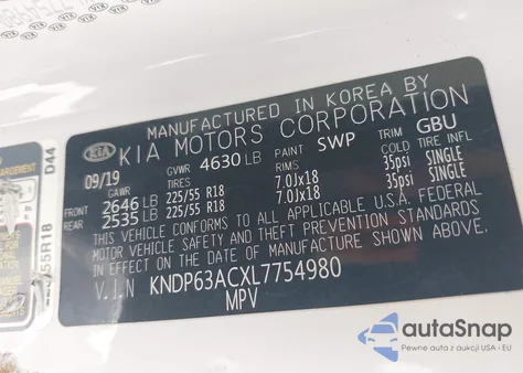 2020 Kia Sportage S from USA, damaged, VIN KNDP63ACXL7754980